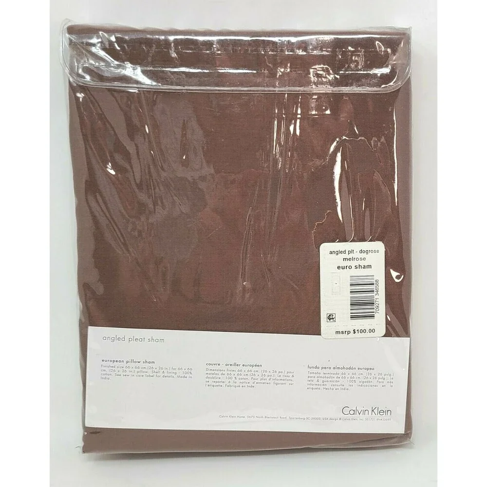 Calvin Klein Euro Sham Melrose Angled Pleat Dogrose 26 x 26 in. pillow sham NIP
